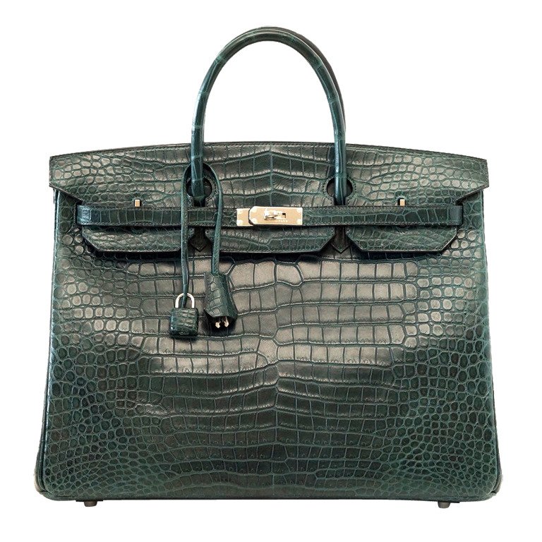 Hermès Birkin 40 Vert Foncé Matte Porosus Crocodile Palladium